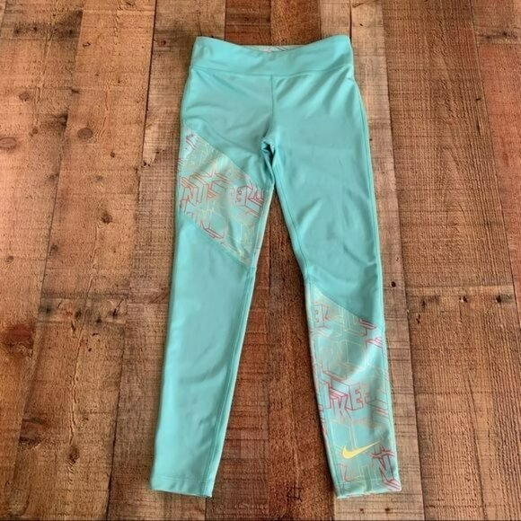 Nike womens size small dri fit mint leggings with nike logo - Picture 1 of 10